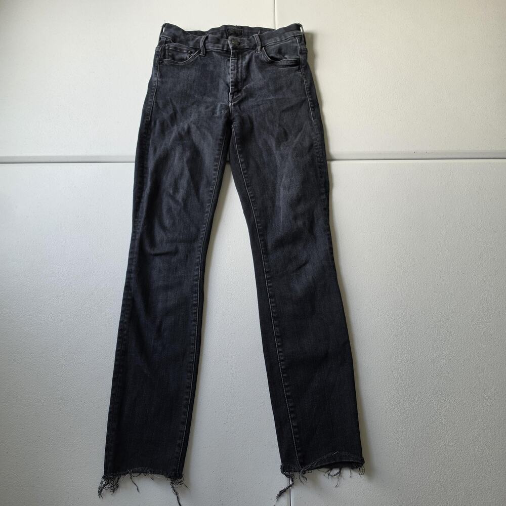 Mother Jeans Womens 25 Charcoal High Waisted Looker Ankle Fray Blackbird Denim